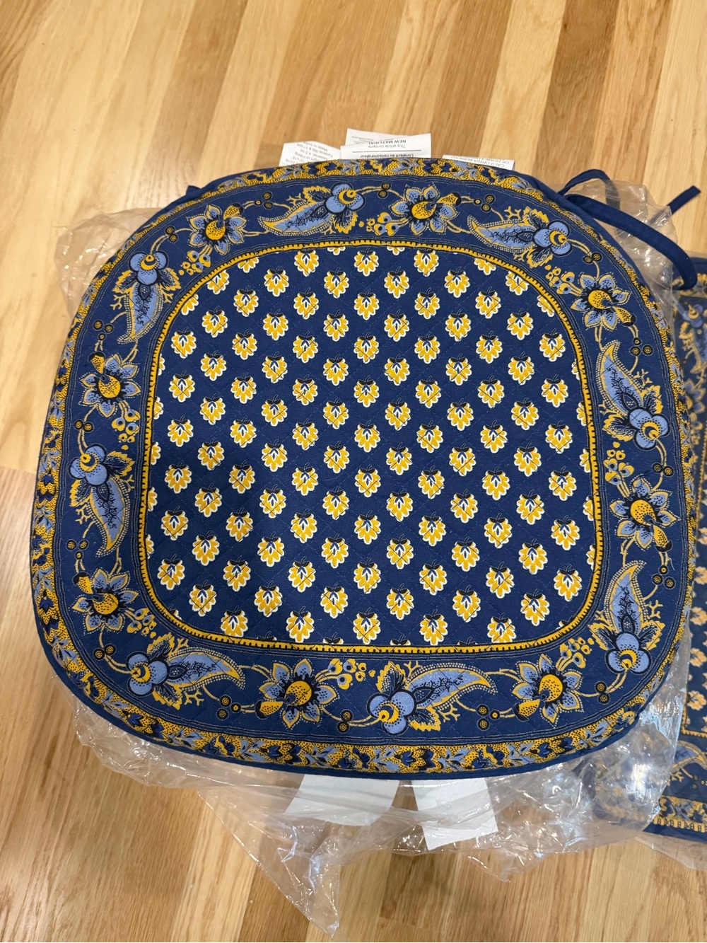 Blue and Yellow Floral Quilted Dining Chair Pads and Placemats - Williams Sonoma
